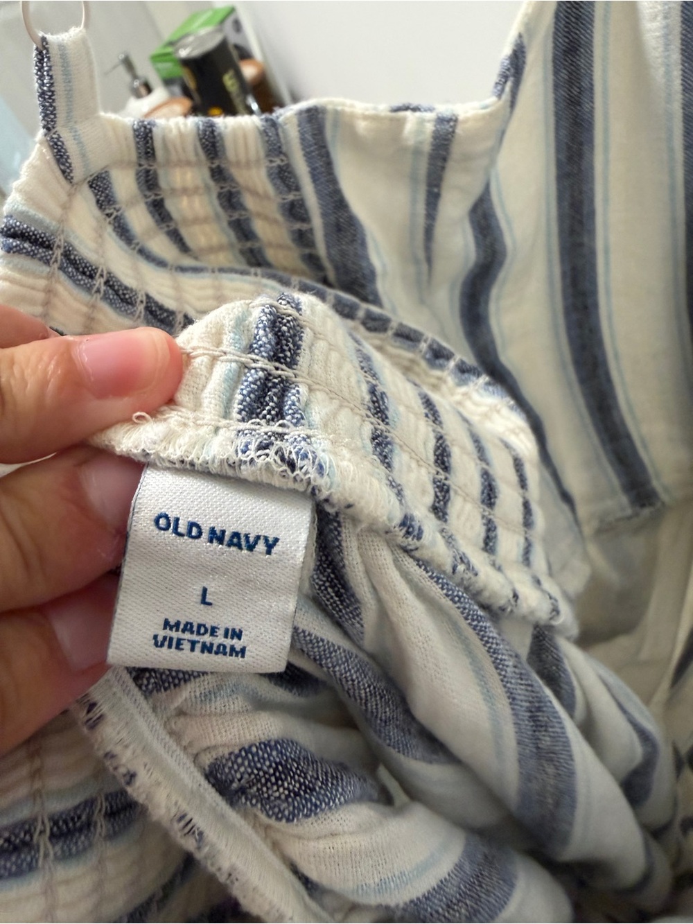 Old Navy White and Navy Striped Wide-Leg Jumpsuit - Picture 5 of 6